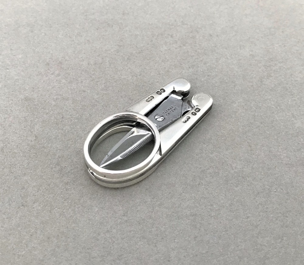 A rare pair of Victorian silver folding Campaign scissors View IV