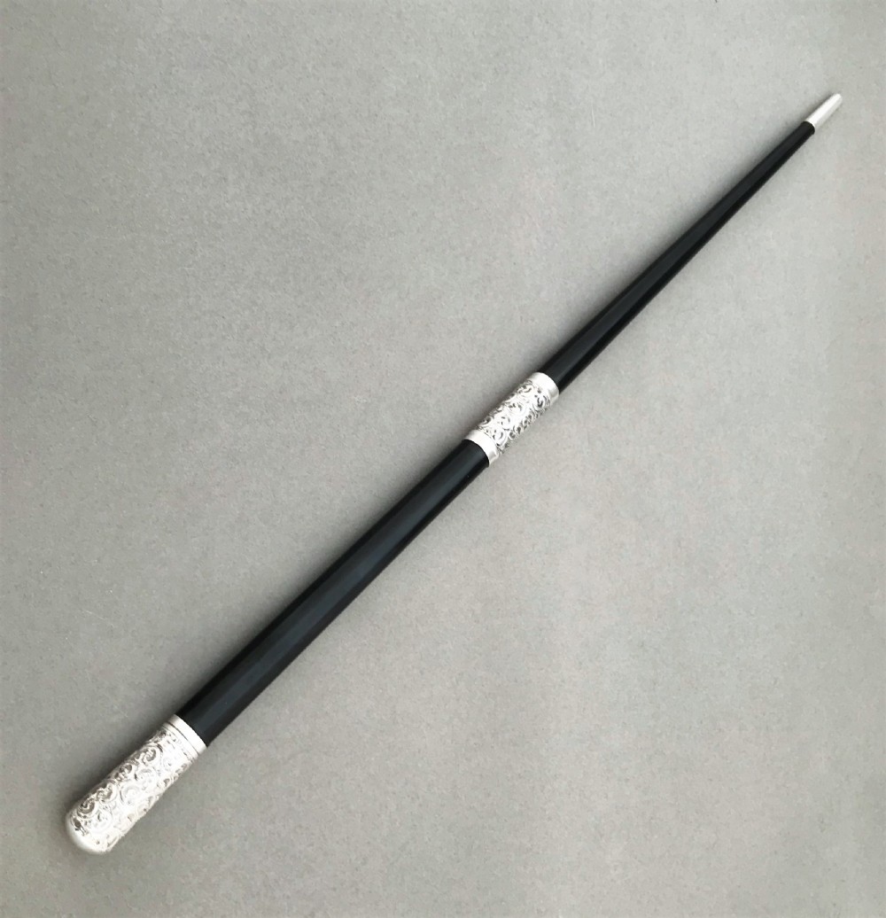 A fabulous silver & ebony Conductor's baton View II