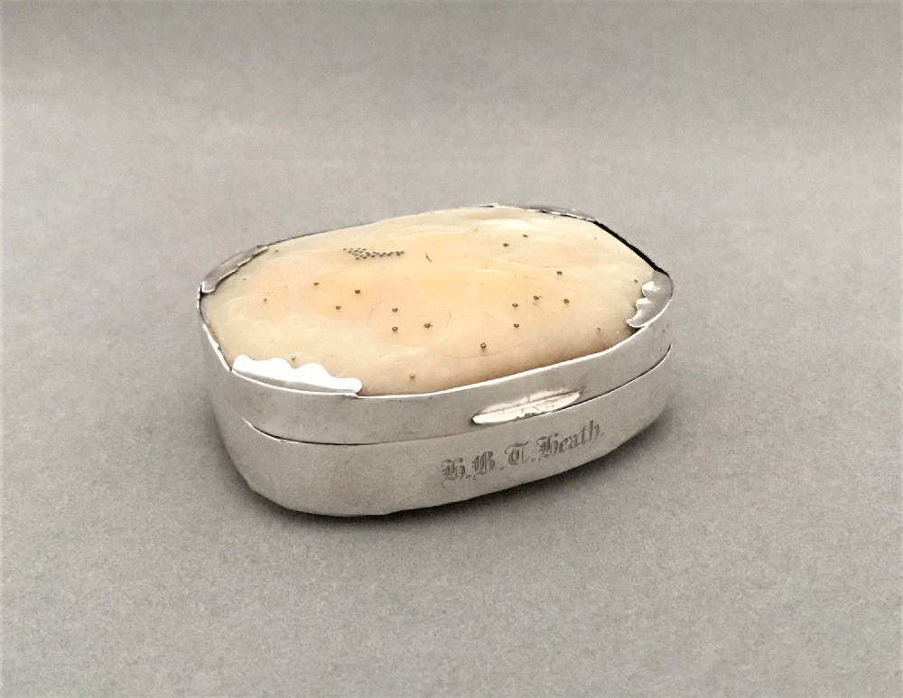 A fabulous George II silver mounted snuff box View III