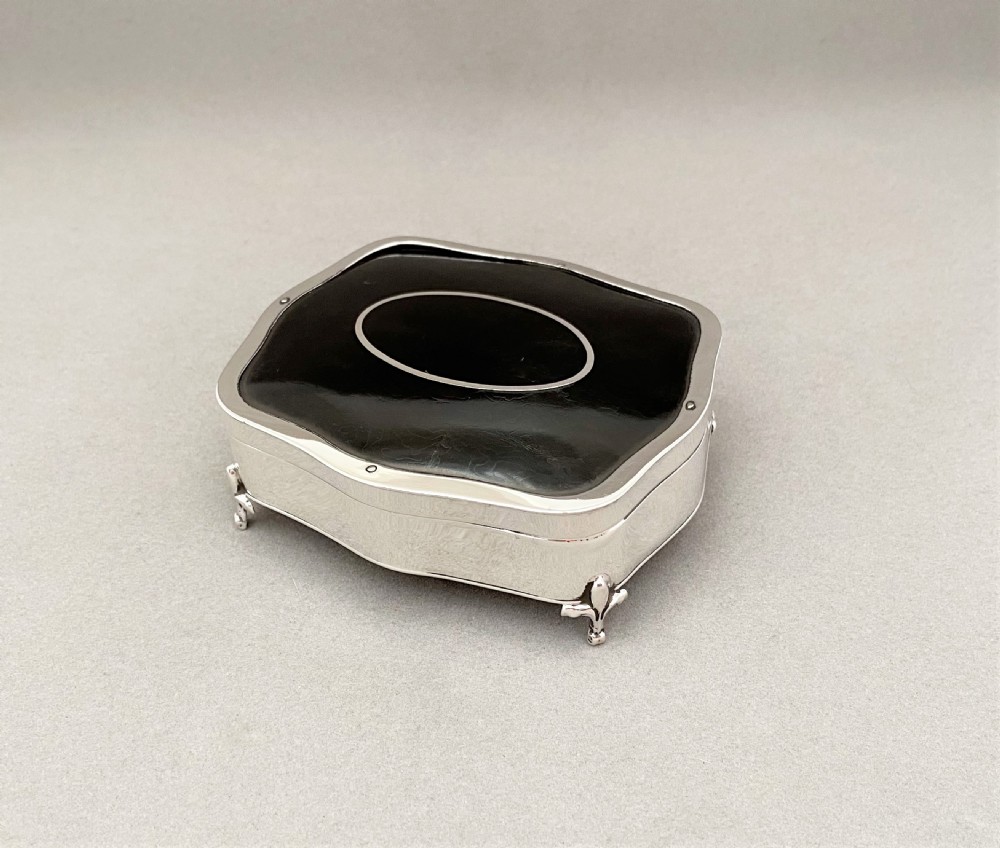 A superb silver & tortoiseshell trinket box