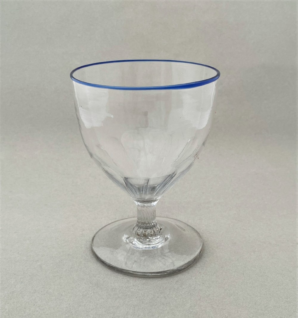 An extremely rare blue rim petal moulded rummer