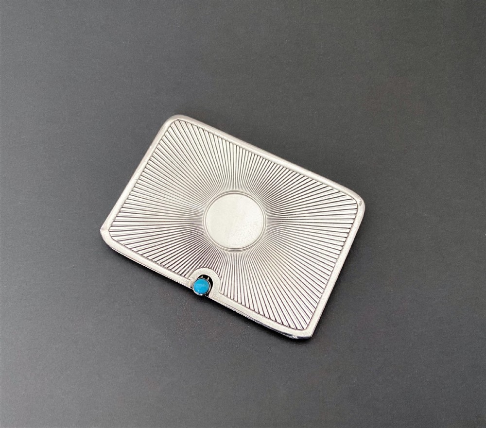 An eye-catching Edwardian silver & turquoise double stamp case View II