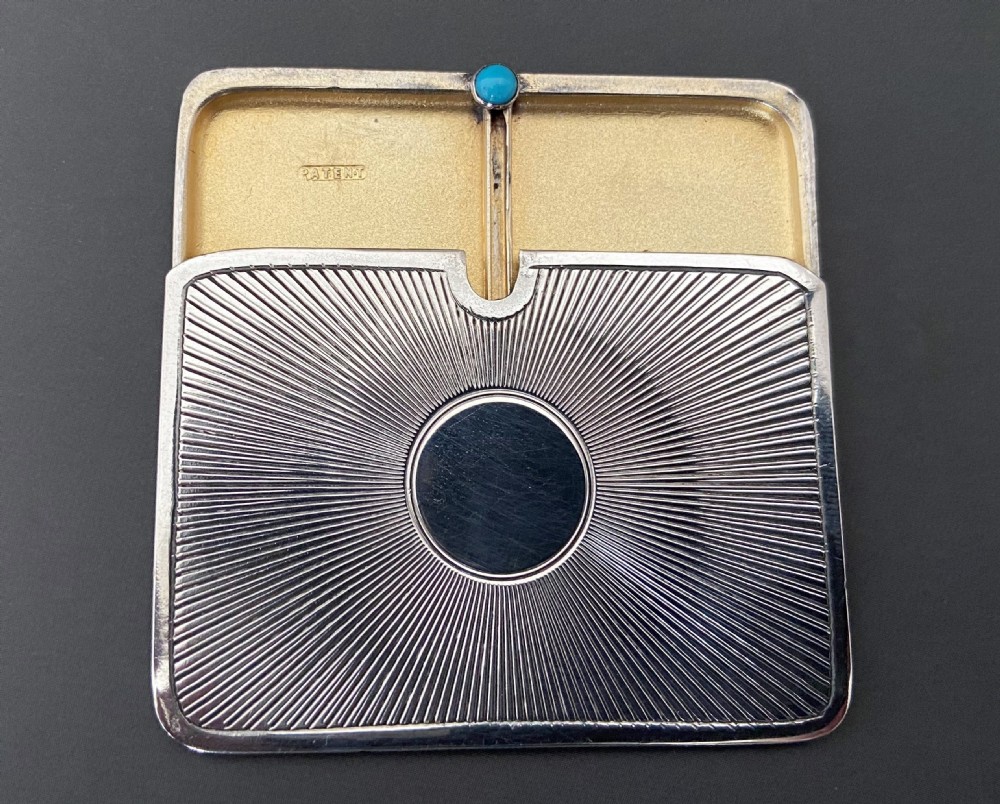 An eye-catching Edwardian silver & turquoise double stamp case View V