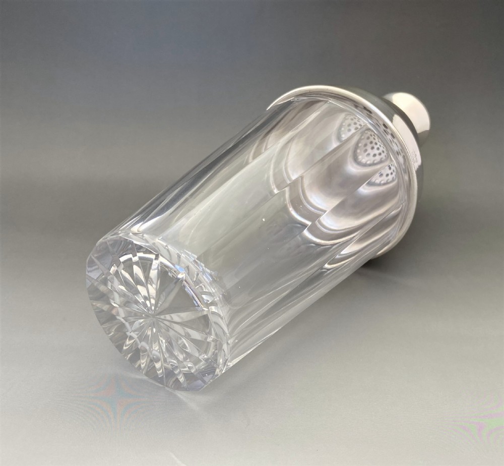 A handsome silver plated & cut glass cocktail shaker View II