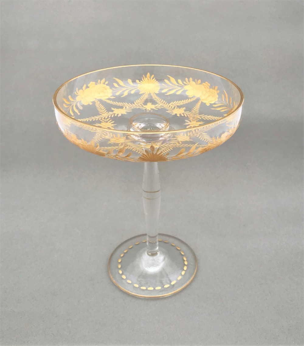 A Gorgeous Moser Gilded Glass Tazza