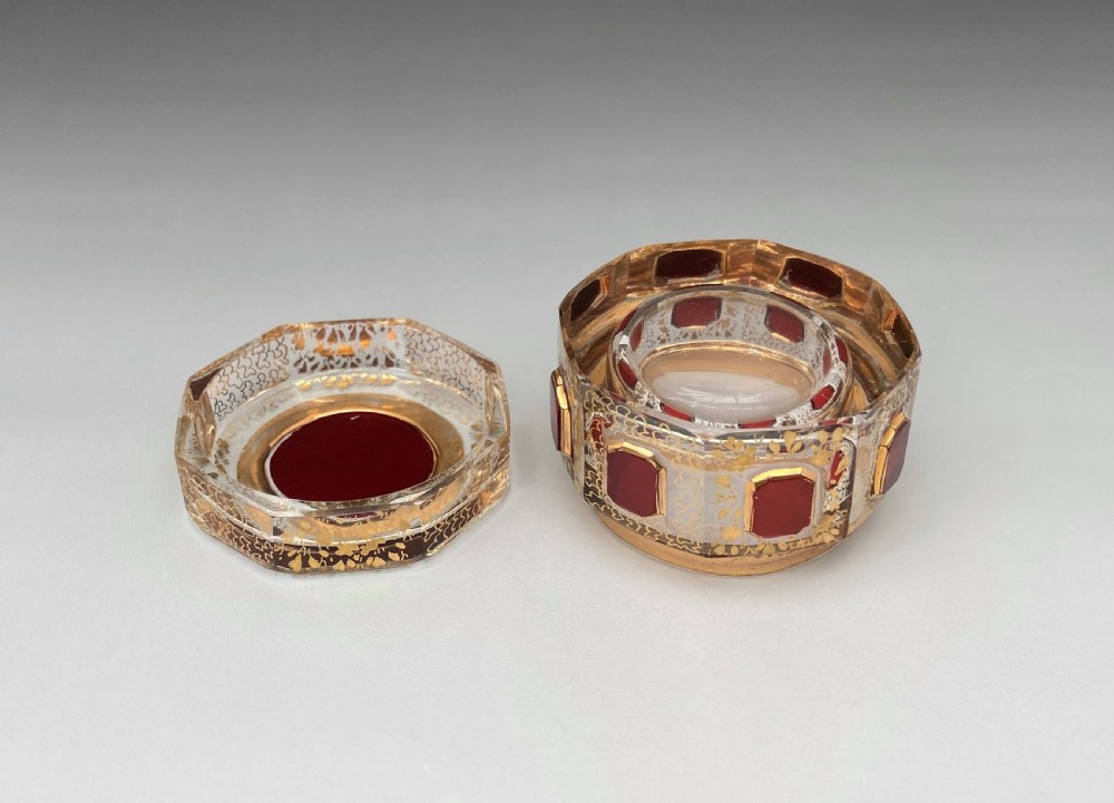 An exquisite Moser cut glass & gilded trinket pot View IV