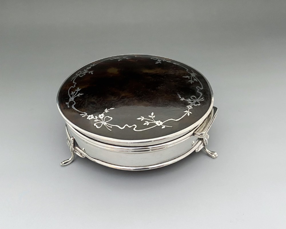 A gorgeous silver & tortoiseshell trinket box View IV