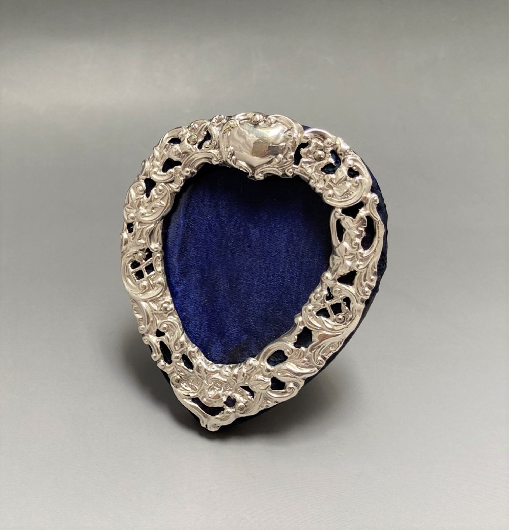 A lovely pierced silver Victorian heart shaped frame