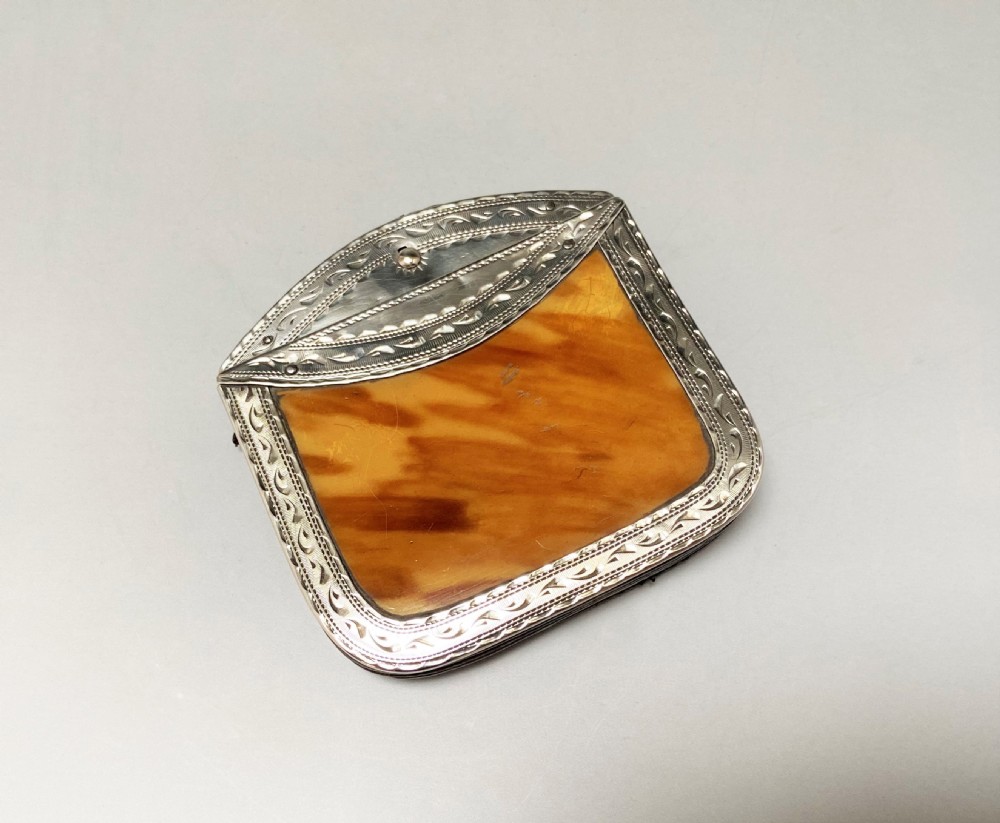 An exquisite Georgian silver & tortoiseshell purse View II
