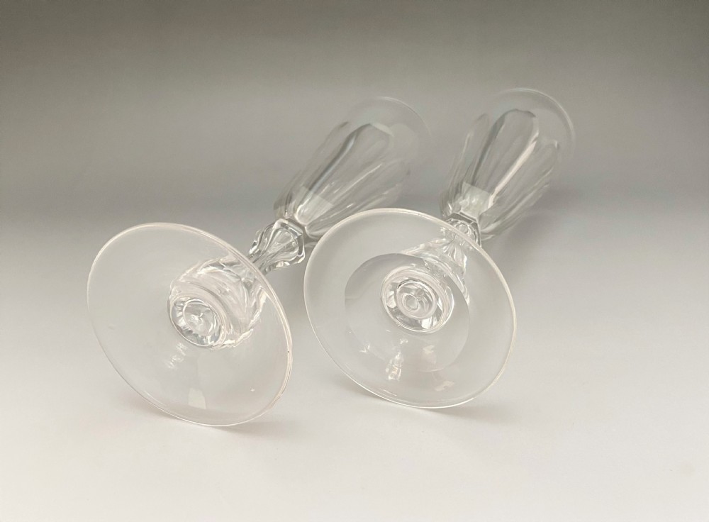 A fine pair of Victorian cut glass champagne flutes. View IV
