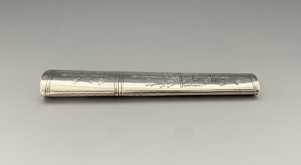 A lovely 18th Century silver needle case & tools View IV