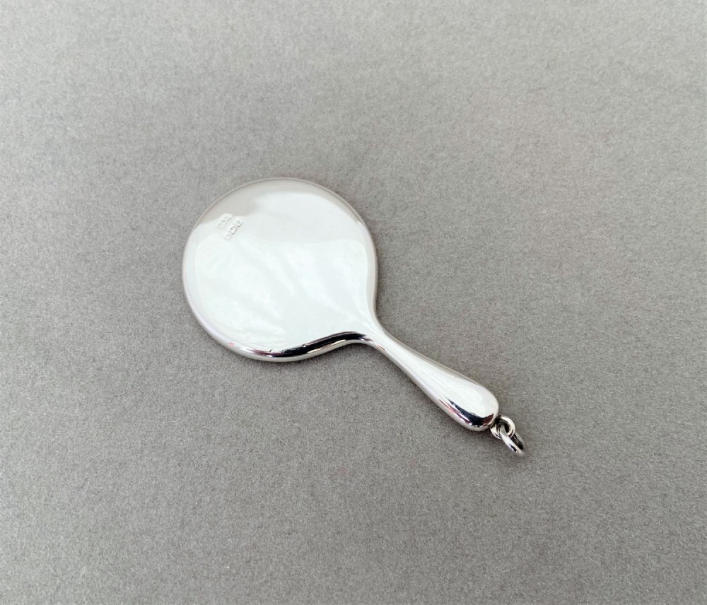 A Stylish Silver Chatelaine Or Handbag Mirror