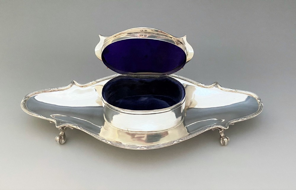 A superb Edwardian silver jewel box and trinket tray View IV