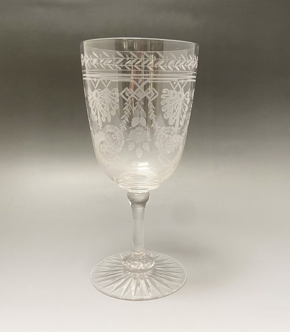 A superb Victorian etched wine goblet
