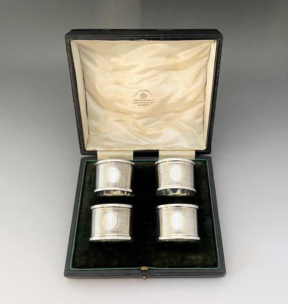 A handsome set of four boxed Chester silver napkin rings View IX