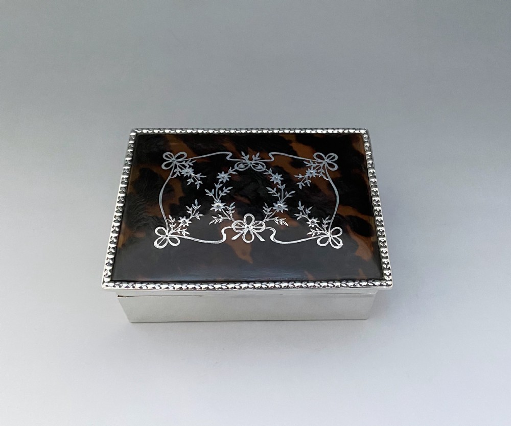A fabulous Edwardian silver & tortoiseshell trinket box