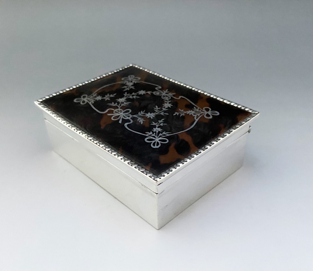A fabulous Edwardian silver & tortoiseshell trinket box View II