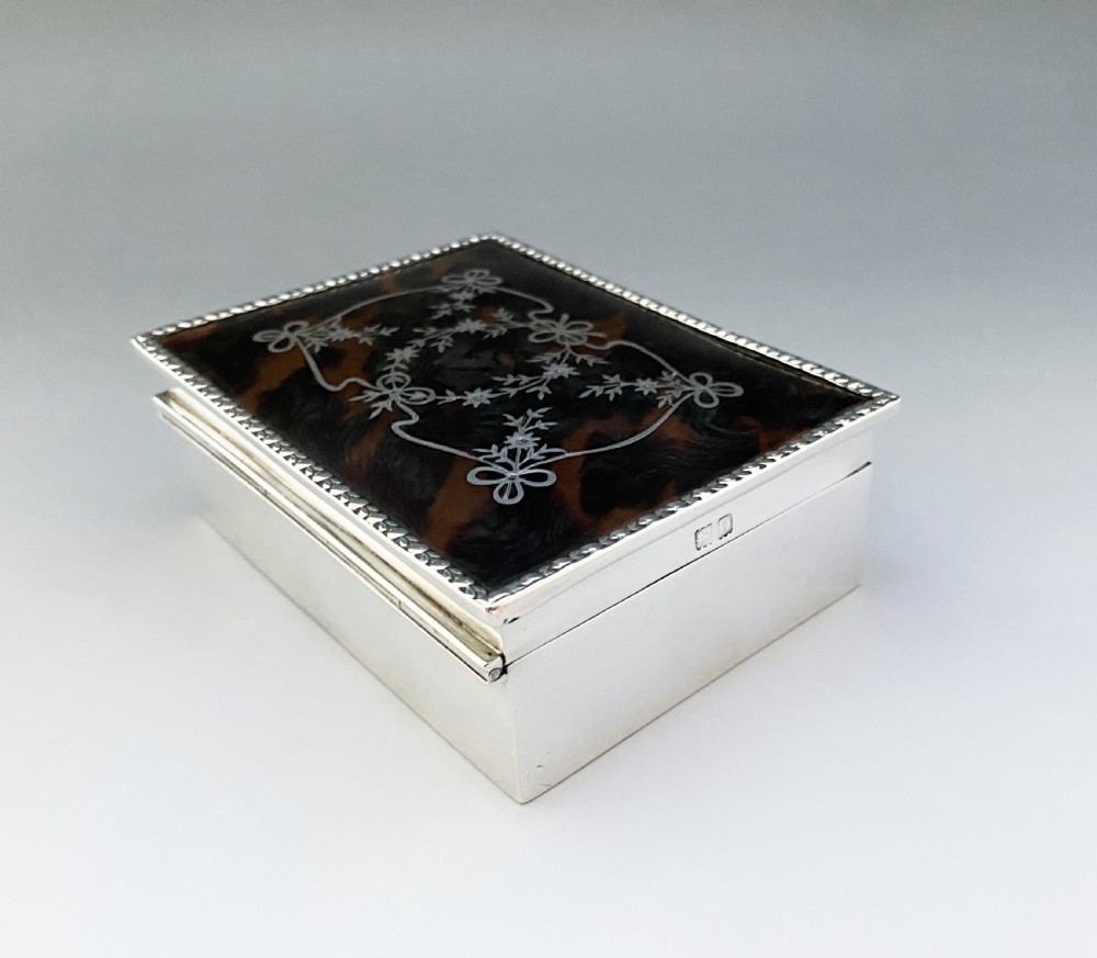A fabulous Edwardian silver & tortoiseshell trinket box View IV