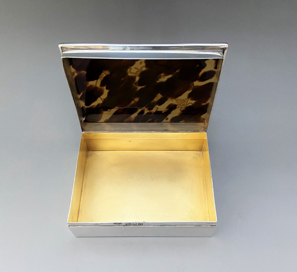 A fabulous Edwardian silver & tortoiseshell trinket box View VI