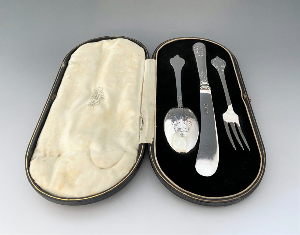 A lovely Queen Ann style silver Christening set View II