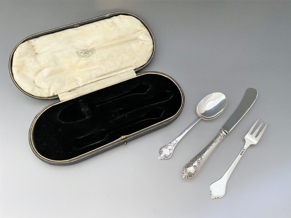 A lovely Queen Ann style silver Christening set View III