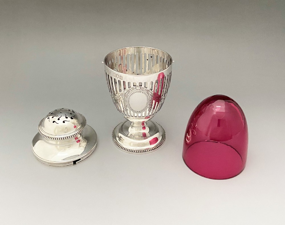 A fabulous silver & cranberry glass sugar caster View VII