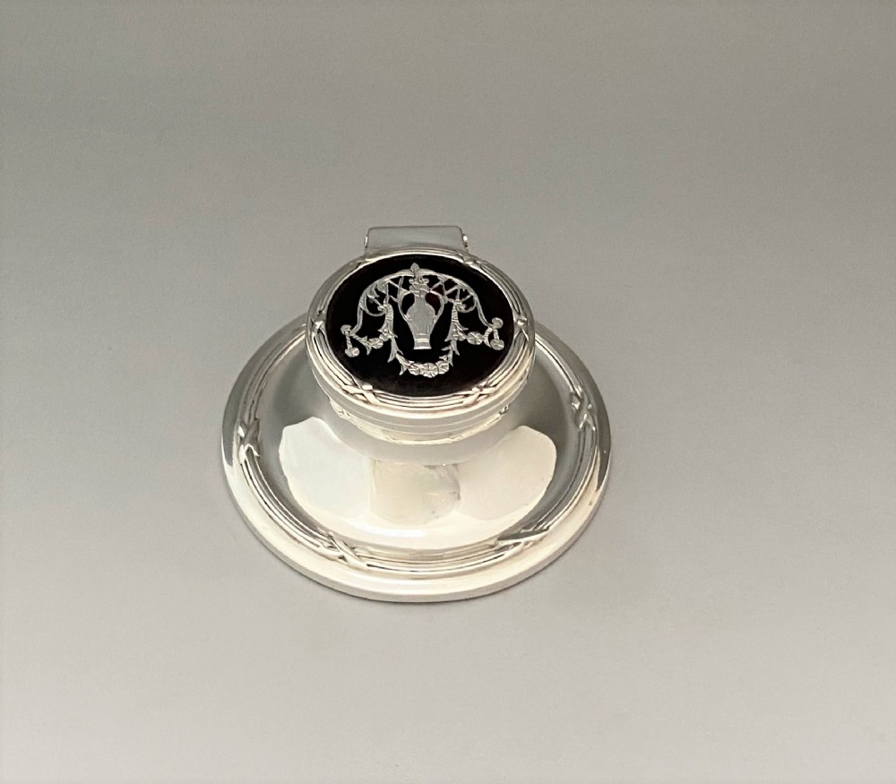 A gorgeous Edwardian silver & tortoiseshell inkwell