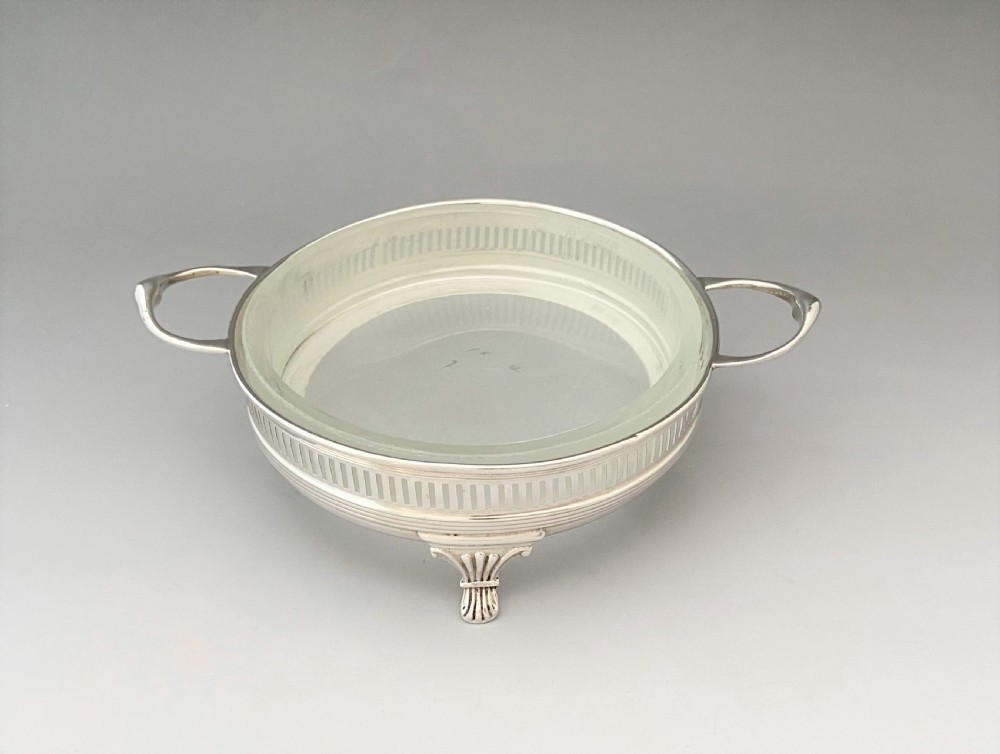 A stylish Art Nouveau silver & glass butter dish