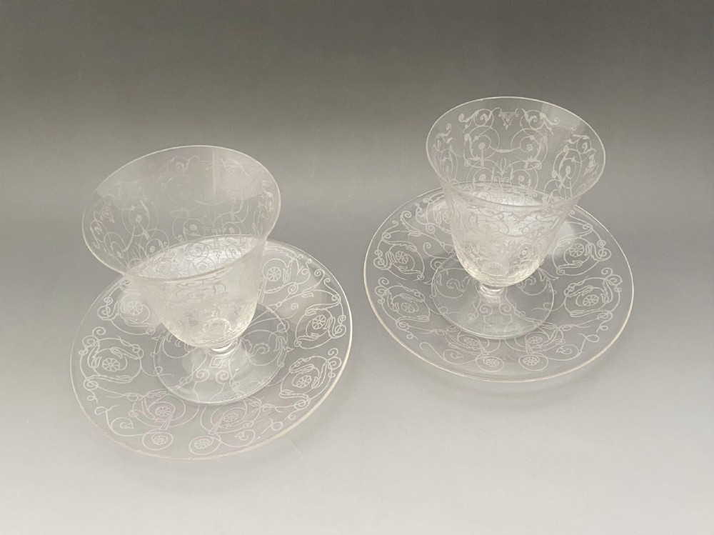 A fine pair of Baccarat glasses & saucers View II