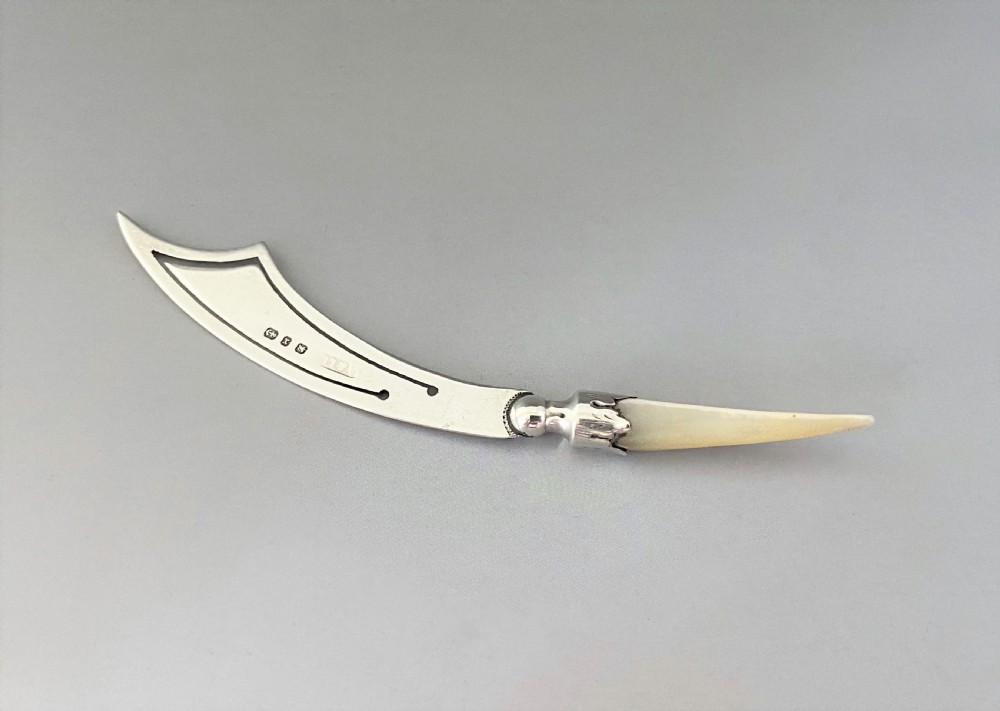 A superb Victorian novelty silver 'scimitar' bookmark