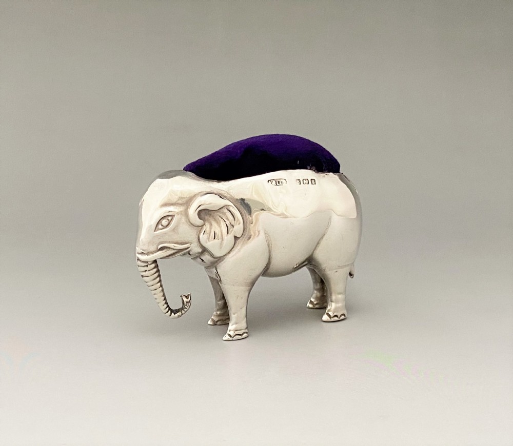 A sought after Edwardian silver elephant pin cushion