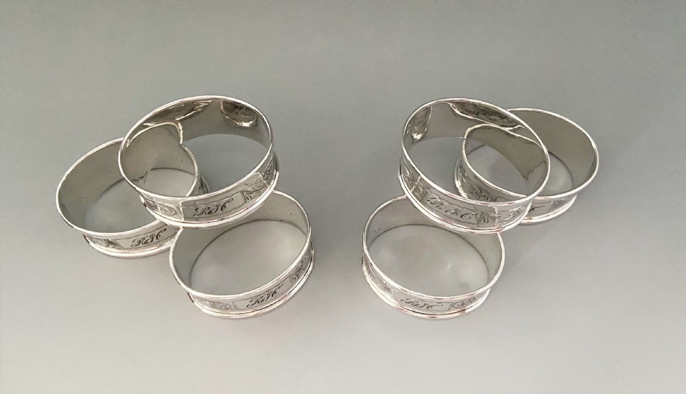 A desirable set of six boxed silver napkin ring View IV