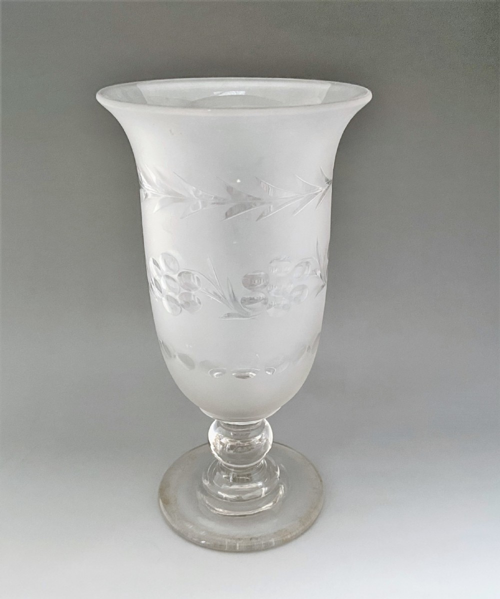 A superb Victorian frosted & cut celery vase
