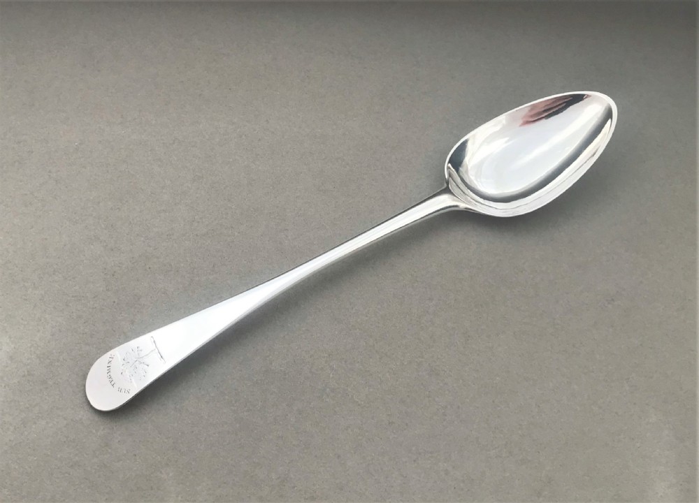 A rare set of three 18th Century silver dessert spoons View VI