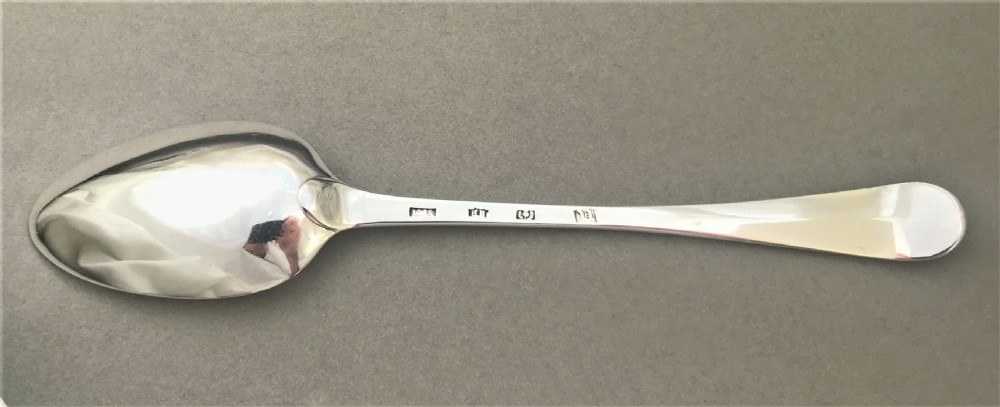 A rare set of three 18th Century silver dessert spoons View VII