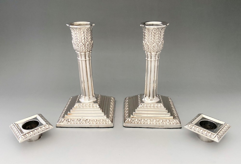 A stunning pair of late Victorian silver candle sticks View IV