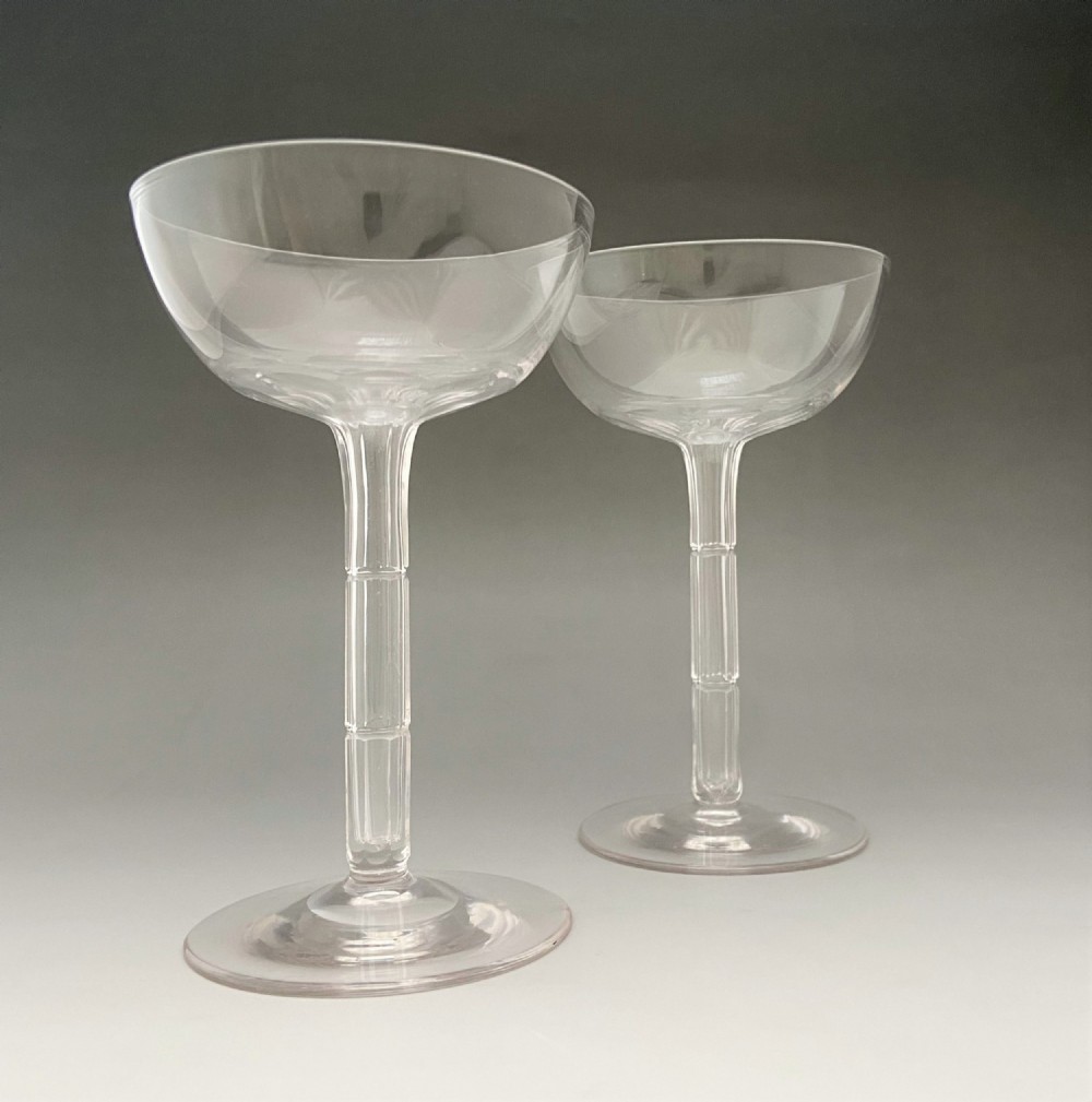 A Fabulous Pair Of Unusual Victorian Hollow Stem Champagne Glasses