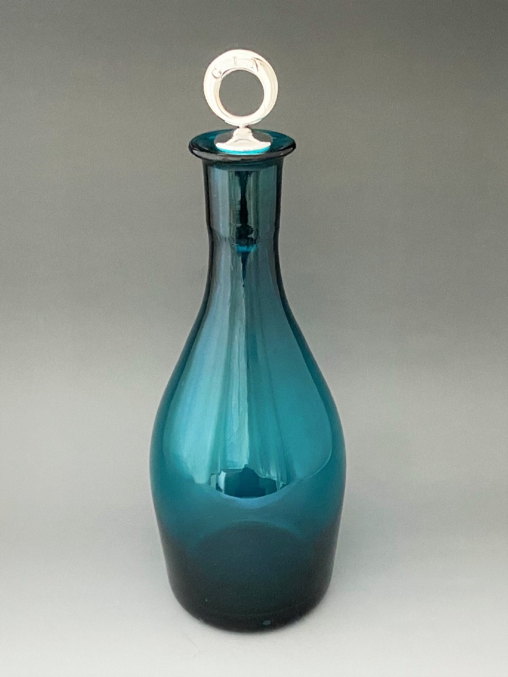 A rare Georgian Gin decanter with a superb Old Sheffield plate stopper