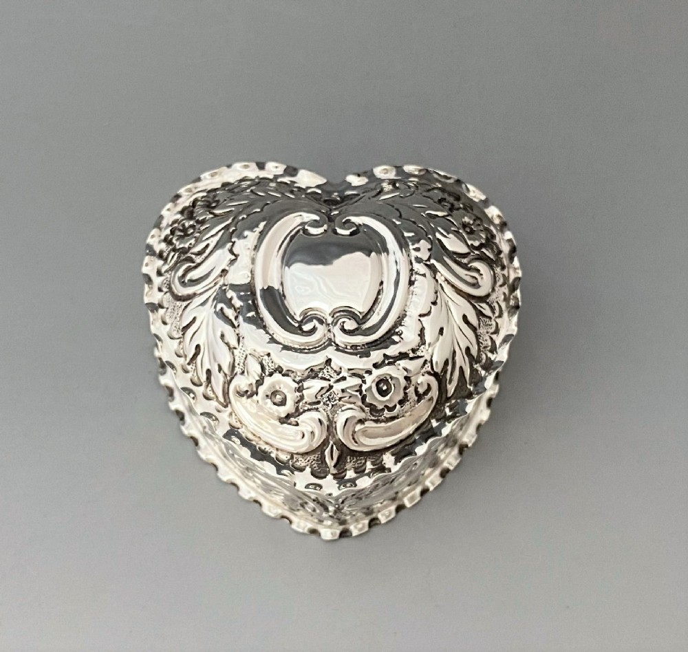 A superb Victorian heart shaped trinket box