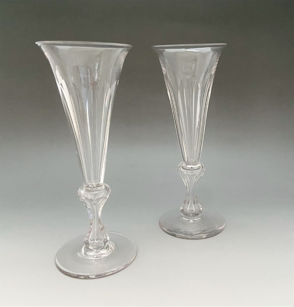 A gorgeous pair of Victorian cut glass champagne flutes