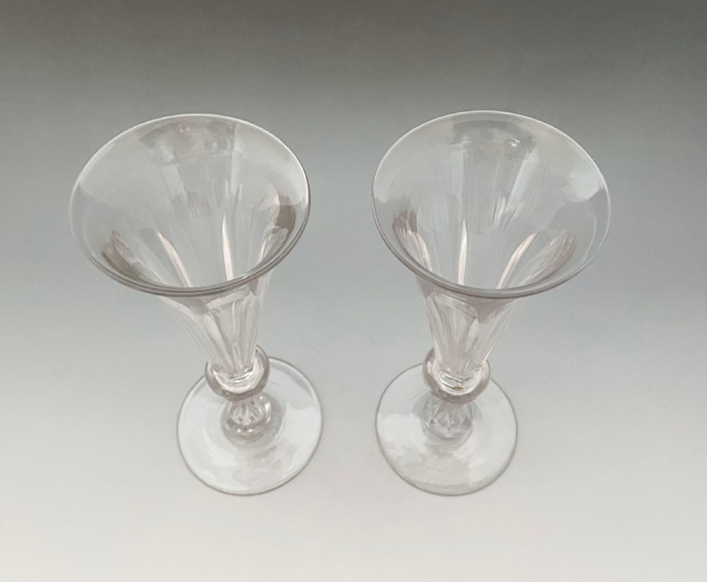 A gorgeous pair of Victorian cut glass champagne flutes View III