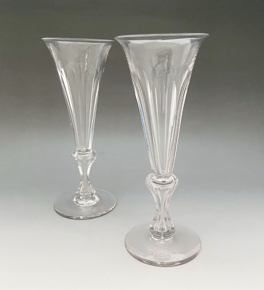 A gorgeous pair of Victorian cut glass champagne flutes View IV