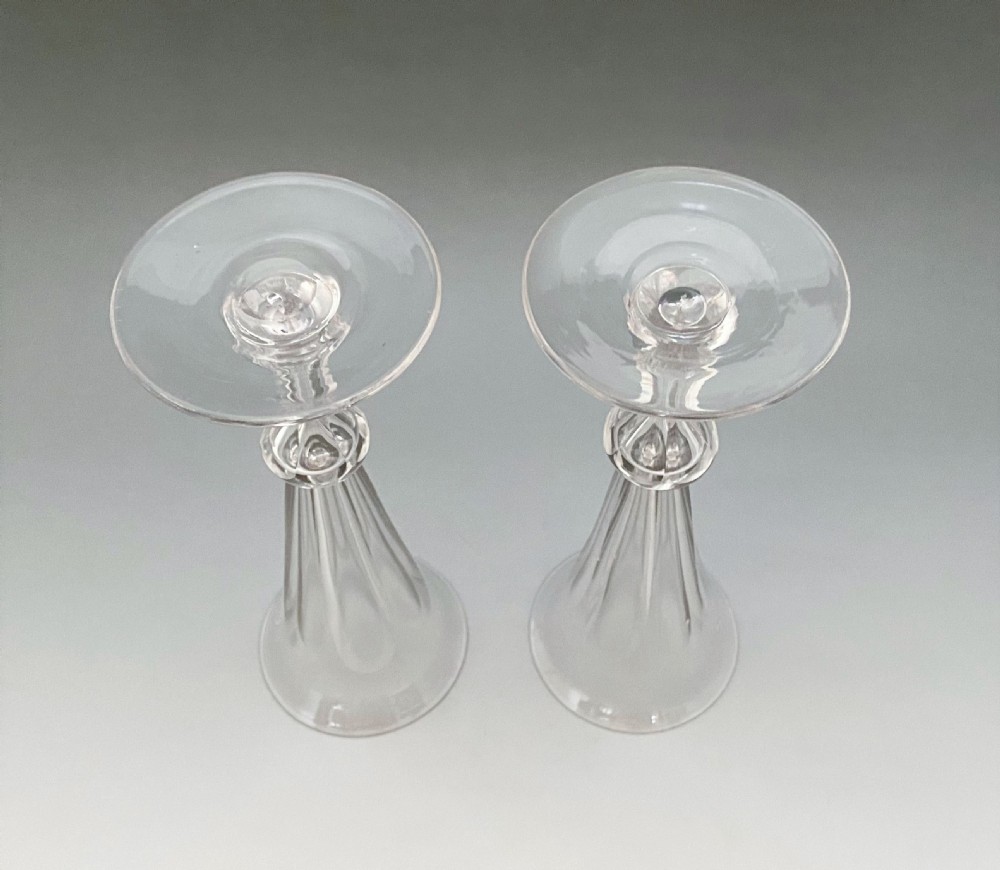 A gorgeous pair of Victorian cut glass champagne flutes View V