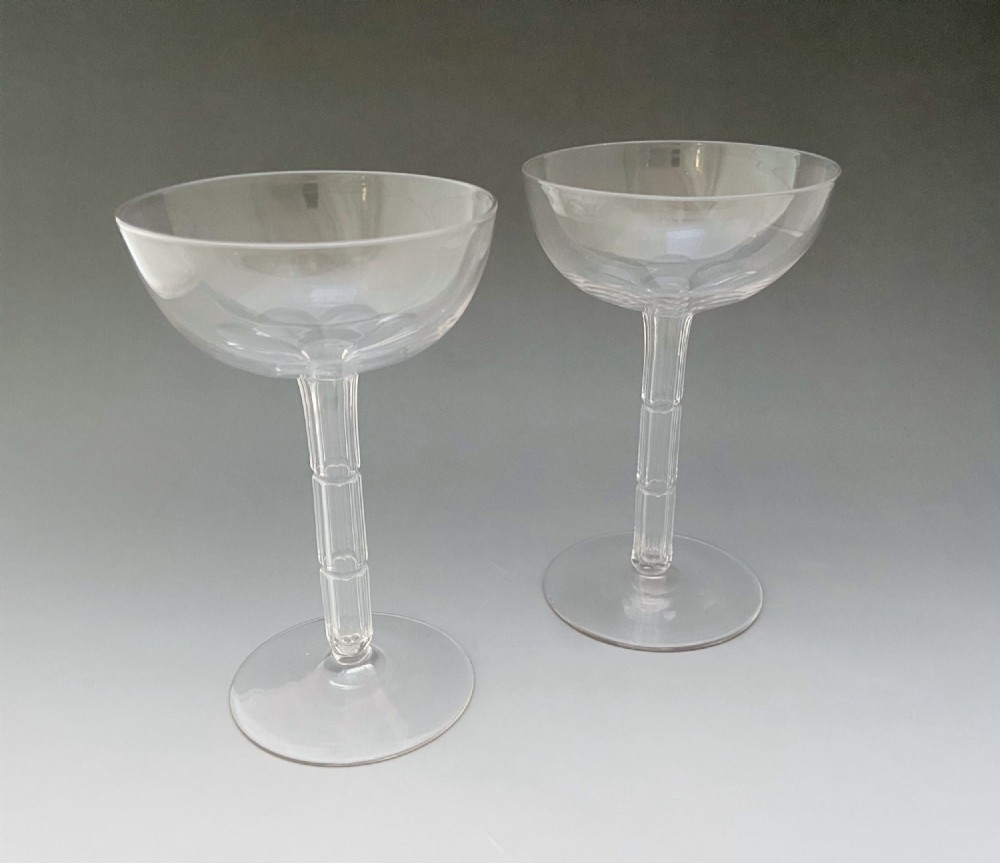 A Superior Pair Of Unusual Victorian Hollow Stem Champagne Glasses