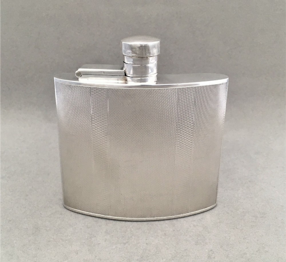 A Handsome Art Deco Silver Hip Flask