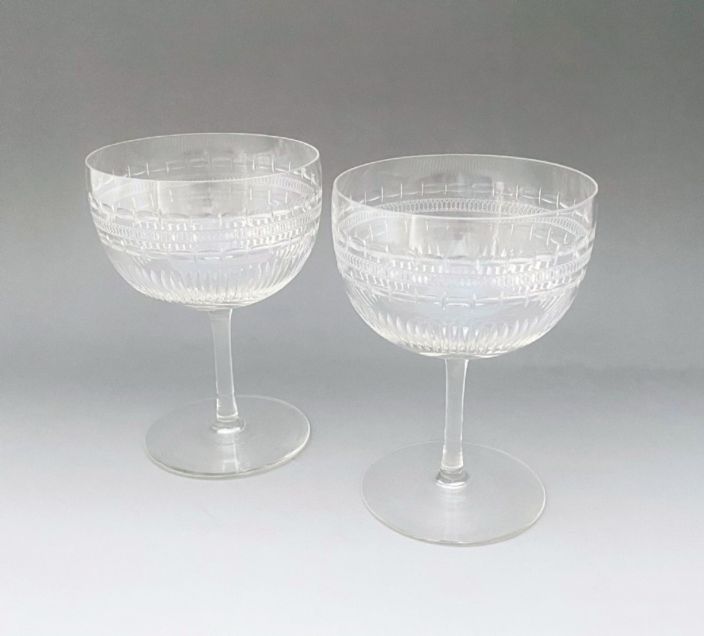 A lovely pair of Victorian cut glass champagne bowls