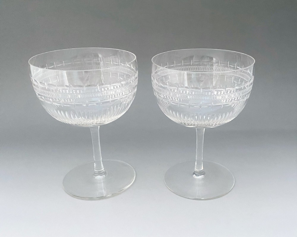 A lovely pair of Victorian cut glass champagne bowls View III