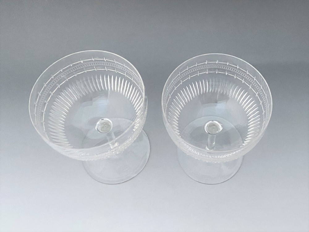 A lovely pair of Victorian cut glass champagne bowls View IV