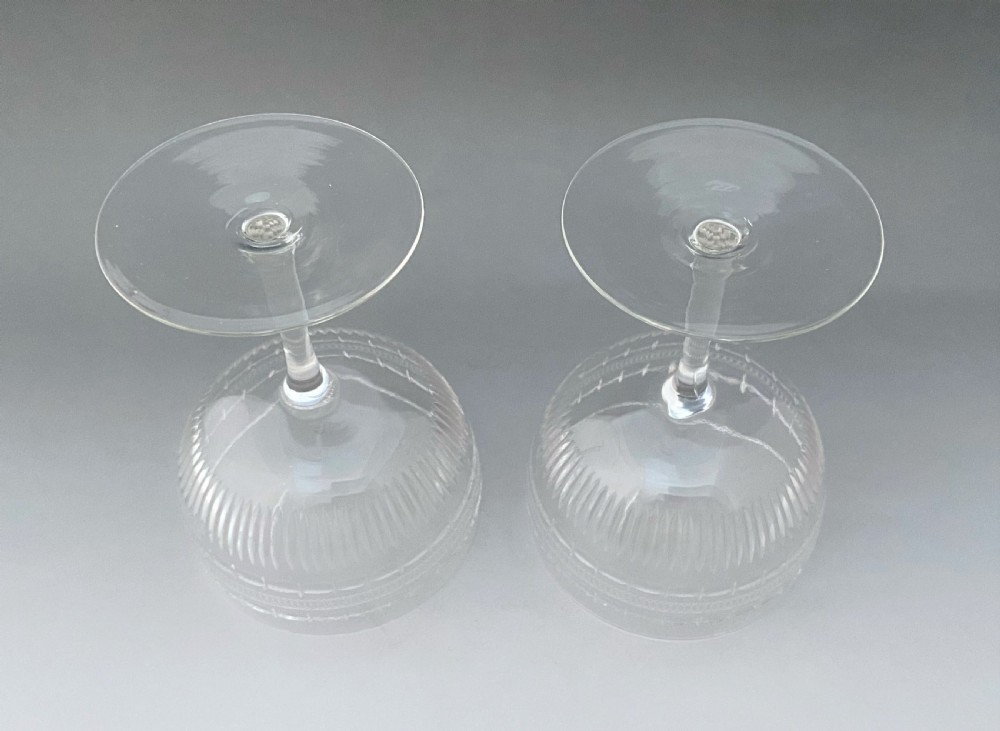 A lovely pair of Victorian cut glass champagne bowls View V