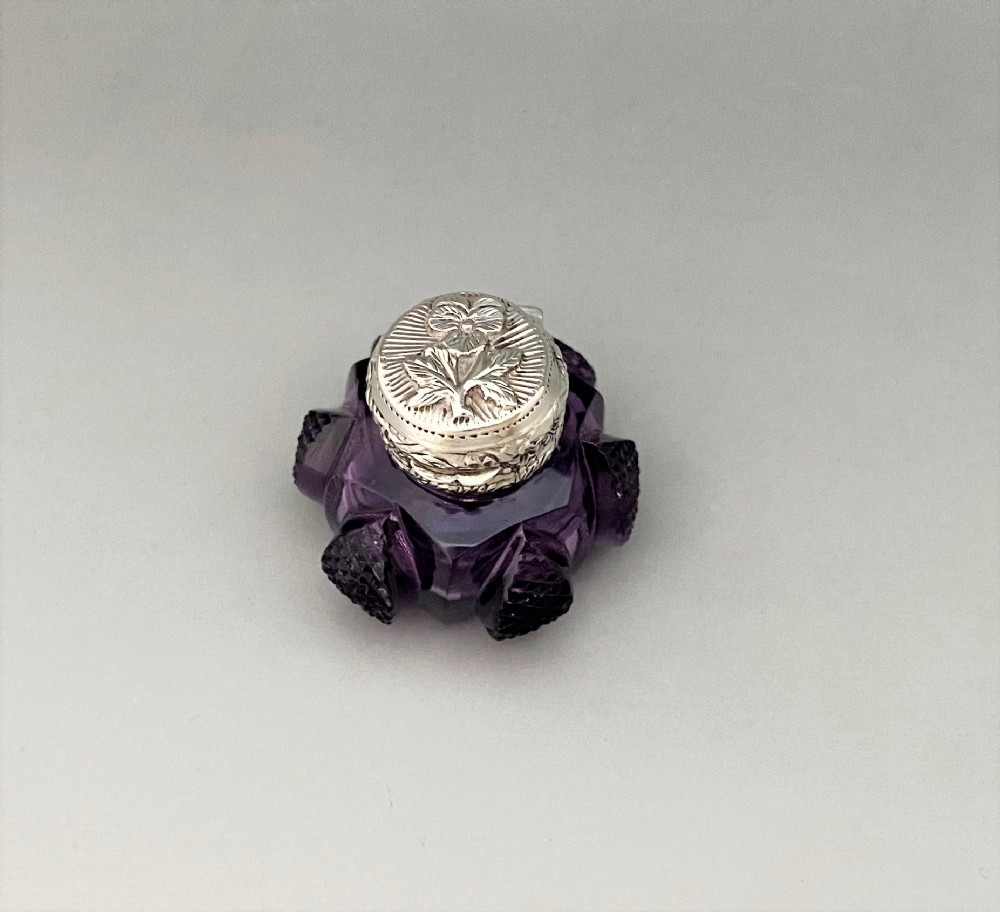 A fabulous early Victorian silver & amethyst vinaigrette